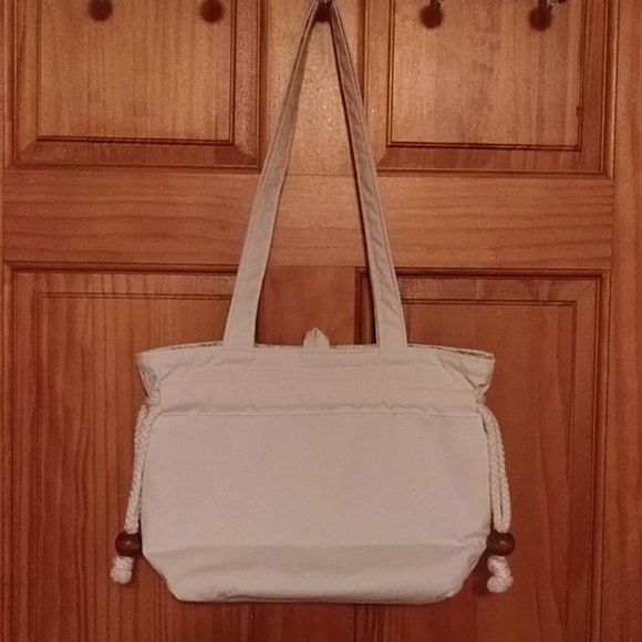 Homemade Cream Flowered Handbag Bag Purse - Picture 5 of 16